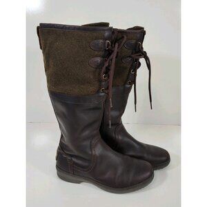 UGG Elsa Tall Riding Boots Waxed Brown Leather Wool Women's 7 Waterproof F8114G